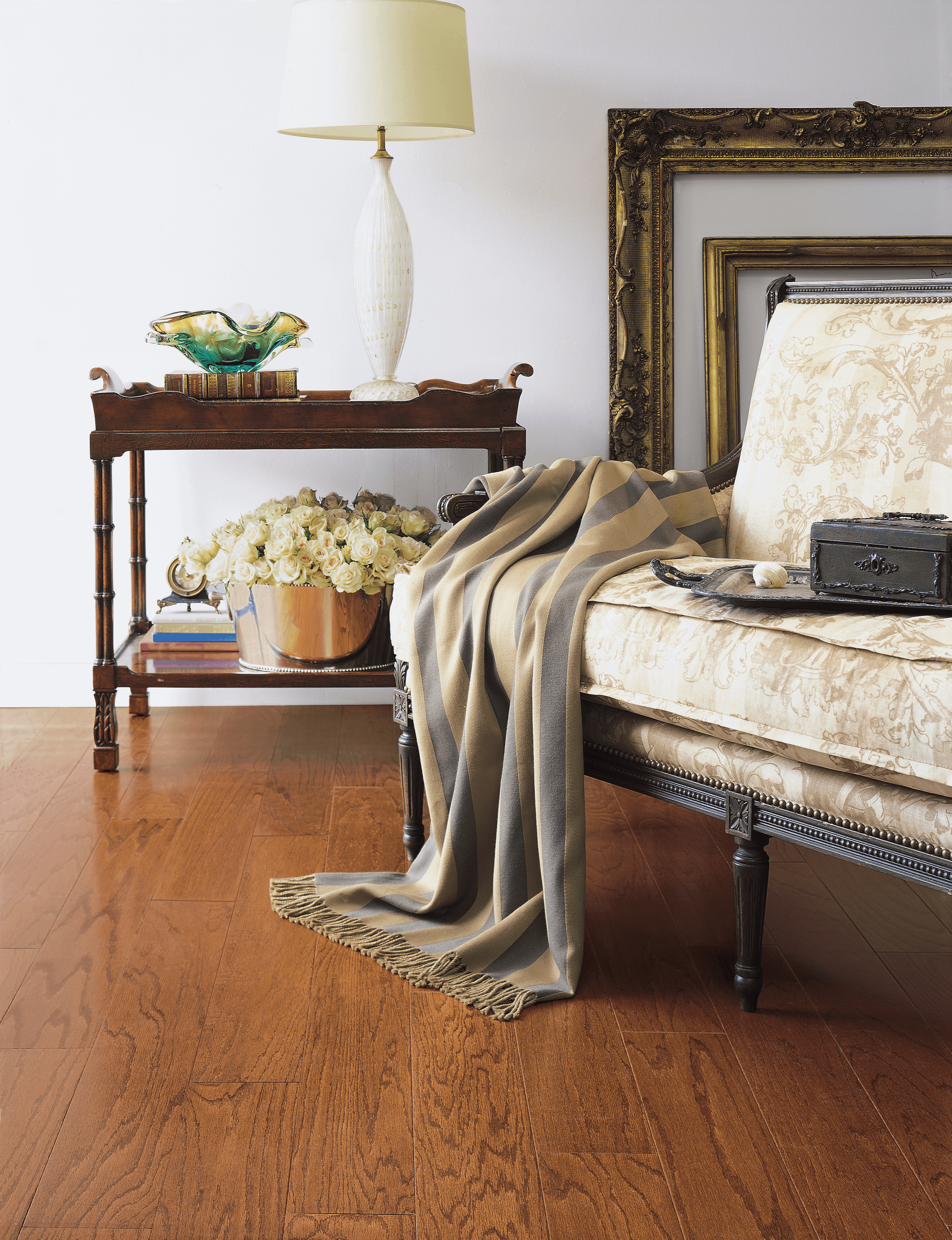 Turlington Oak Engineered - Gunstock Formal Victorian seating area with oak engineered hardwood floors from Bruce
