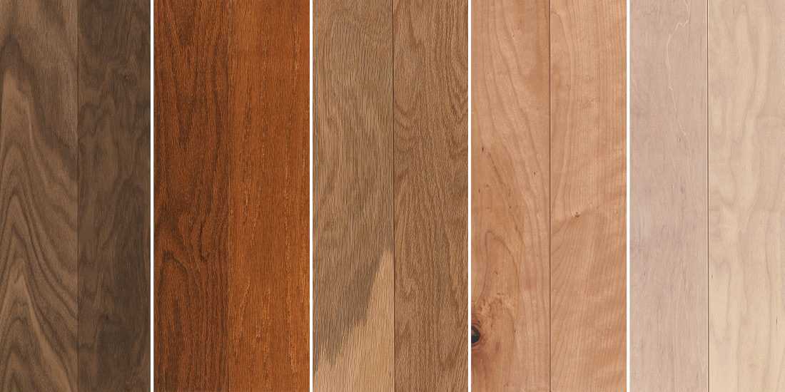 Range of hardwood flooring color swatches